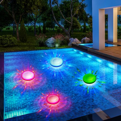 ZeadioLED水槽プールムードライト、6つの照明モード、防水・水中設置可能、簡単設置で地下式/地上式プール対応、RGBカラーチェンジ機能付きスパ&パーティーライト、4個セット