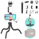 USKEYVISIONスマホ撮影マイクビデオセットフレキシブル三脚スマートフォン用カーディオイドVlogキットマイク付きスマートフォン、カメラ、アクションカメラ用のYouTube撮影キット(Flex-K1)