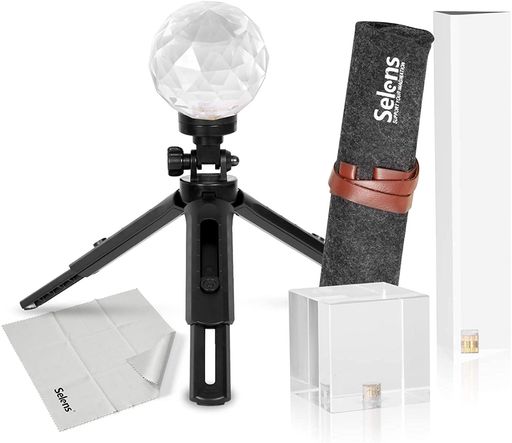 Selens撮影用クリスタルボールボール/三角プリズム/正方体3点セットミニ三脚付き無色透明水晶玉撮影道..