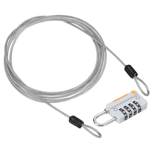 PATIKIL2mセキュリティワイヤー4桁ダイヤル式ロックケーブルロックダブルループ付き防犯ロープ南京錠ケ..