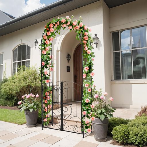 BTMガーデンアーチ薔薇アーチ園芸ガーデニング用品スチール製フラワースタンド花立て庭園装飾屋外用耐..