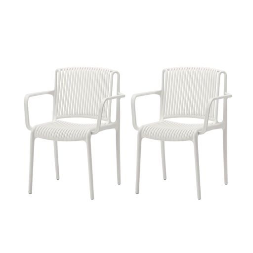 タカショーガーデンチェアーネスアームチェアー2脚組ホワイト屋外使用商業施設公共施設対応スタッキン..