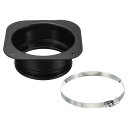 PATIKIL127mmダクトコネクタフランジ乾燥機通気壁プレート正方形-丸型ストレートダクトクランプ付き暖房冷房換気扇用黒