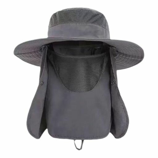 [Frenflu]日除け帽子アウトドアつば広日焼け防止帽子uvカット帽子取り外し可能なマスクバックネックク..