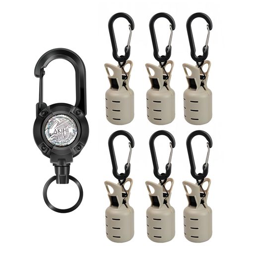 エギホルダーピンオンリール付きエギカバーイカラビーナエギングケースバックカラビナオンリールセットキーリール釣り