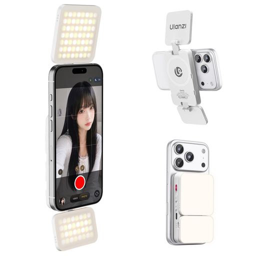 Ulanzi GL01 スマホライト 自撮りライト MagSafe対応 デュアル光源 2700K-6500K 両面マグネット 充電式 撮影用 ホワイト