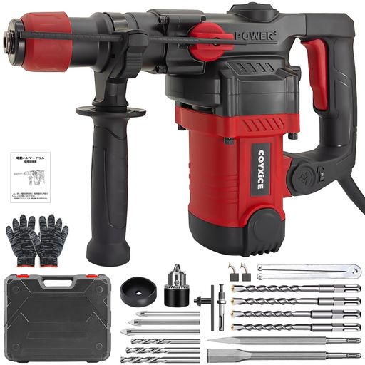 COYXiCEハンマードリル2200W電動ハンマー110Vドリル電動4500bpmコンクリートハンマー3モード6速調整SDS..