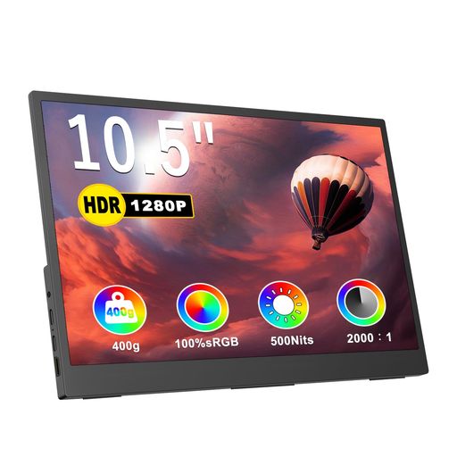モバイルモニター10.5インチ(1920*1280)解像度3:2画面比薄型軽量ポータブルモニター100%sRGB広色域内蔵スピーカーVESA対応Type-C/HDMIPS4/PS5/Switch/PC/Macなど対応