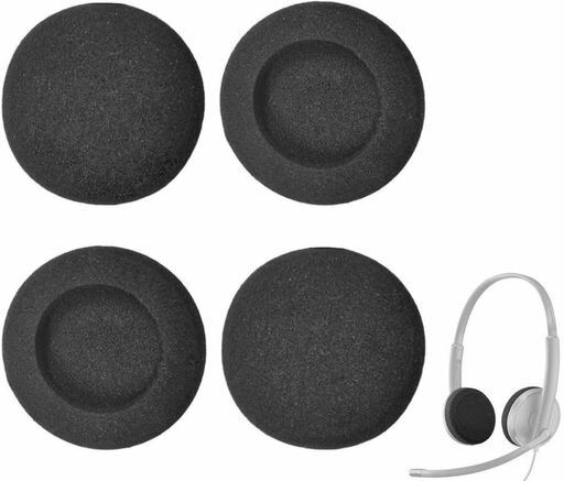 ヘッドホン単品交換用付け替えイヤーパッドヘッドセット耳あてイヤークッションカバースポンジブラック4個-2ペアセットHPP-RPG(50mm)
