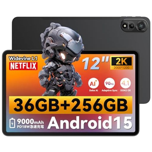 【2年保証12インチ2KIPS大画面】BlackviewMEGA2WiFiAndroid15タブレット12インチWi-Fiモデル、DOKE