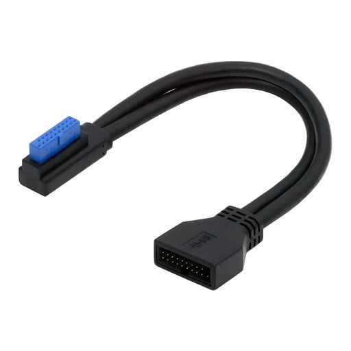 Cablecc5GbpsUSB3.020ピン19ピンオスロープロファイル左アングル-メス延長ケーブル90度マザーボード用