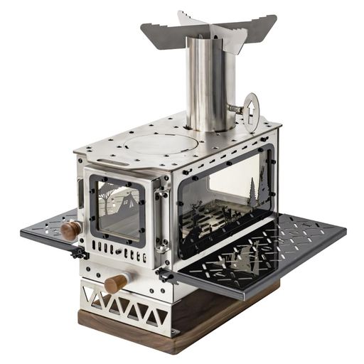 TOMOUNT薪ストーブ4面窓高燃焼効率卓上薪ストーブステンレス製コンパクト収納小型テーブル暖房アウトド..