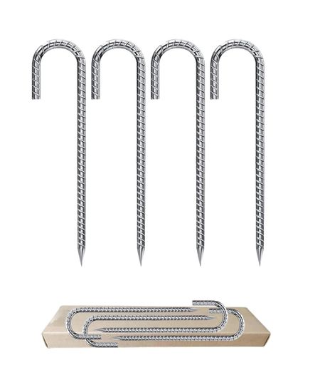 ロープ止め金具J型止めピン亜鉛メッキ太さ9mmx長さ30cmテントペグキャンプサッカーゴールトランポリン..