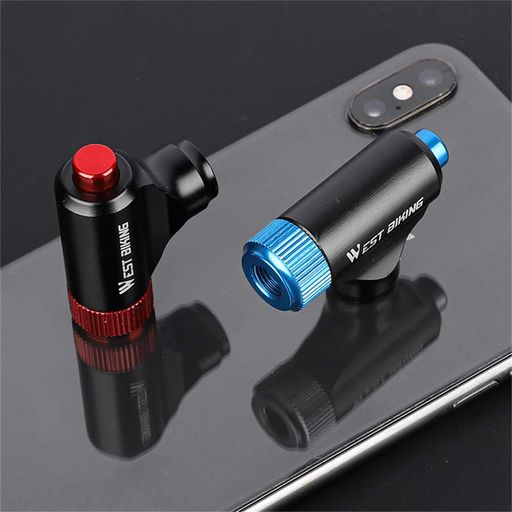 FUNFANG ミニ CO2 インフレーター超高速タイヤインフレータポブルバイクポンプアルミ合金高圧ハンドーサイクルエアポンプマウンテンロードバアクセサリーブルー (黒)