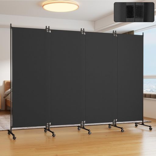 KELIXU パーテーション 間仕切り 4連 高さ183cmx幅247cm キャスター付き マジック...