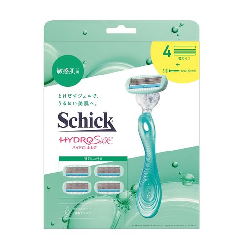 Schick(シック)ハイドロシルク敏感肌用コンボパック(ホルダー(刃付き)+替刃4コ)女性カミソリグリーン