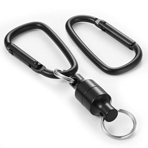 マグネットリリーサー【耐荷重5kg】磁石強力マグネットフックカラビナx2ニッケル合金製吊り下げ落下防..