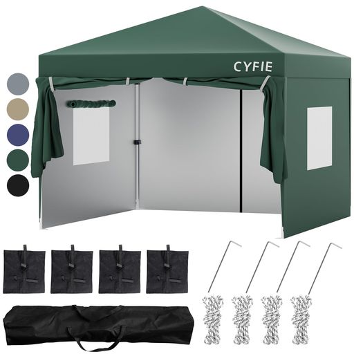 CYFIEタープテント3mx3m/3mx6m(強化型!)サイドシート付高さ3段階調節扉と窓uvカットワンタッチタープテ..