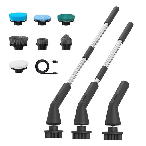 電動お掃除ブラシバスポリッシャー浴室掃除用ブラシIPX7防水シャワースクラバーブラシヘッド7個付き2段..