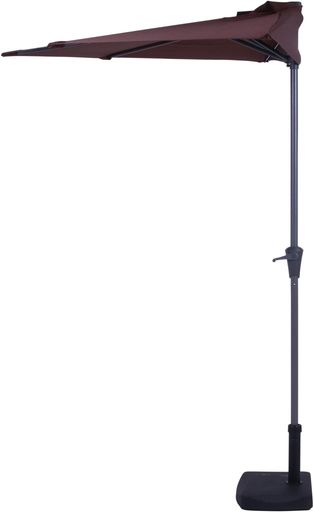 不二貿易パラソル幅270x奥行139x高さ234cmブラウンガーデン半円パラソルクランク式開閉アルミ37855