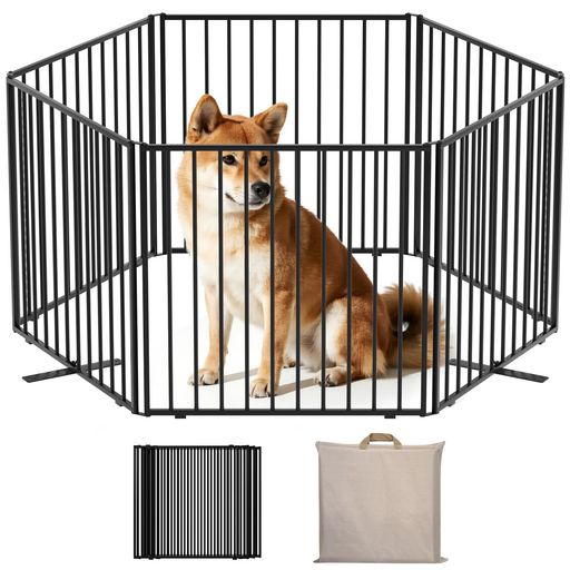 U-YocanPetペットゲート置くだけ小型ペットフェンス犬サークル折りたたみスチール製犬ゲージ収納バッグ..