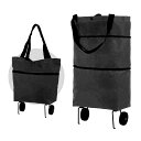 ショッピングバッグ折りたたみ式ショッピングカート2in1大容量防水コンパクト耐荷重12kgエコバッグスーパー/旅行/アウトドアに最適