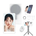 iPhone用自撮りモニタースピーカー付き磁気式スマホモニターBluetoothリモコン付きワイヤレス・有線軽量スマホ背面カメラモニター自撮り/Vlog/ライブ配信/TikTokSNS撮影に最適(ホワイト)