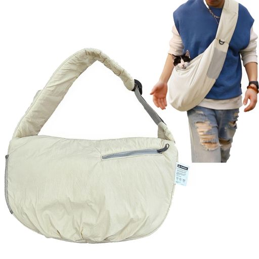 ペットスリングペットバッグキャリーバッグ抱っこ紐犬猫兼用小型犬猫肩パッド多機能軽量柔らかい素材メッシュネット飛び出し防止調節可能ポケット付き斜めショルダーバッグお出かけ…