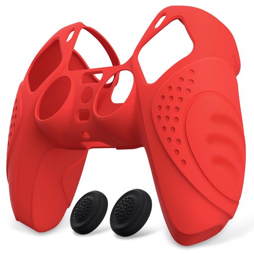 eXtremeRatePlayVitalps5コントローラーに適用するカバー、ps5コントローラー対応用保護カバー、スティックキャップ付き【ガーディアンエディション-パッションレッド】