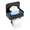 トイレットペーパーホルダー紙巻器ペーパーホルダーティッシュカバー隠された生理用品置きスマホ置き小物置き穴あけ不要取り付け簡単-ステンレススチール壁マウント(ブラック)