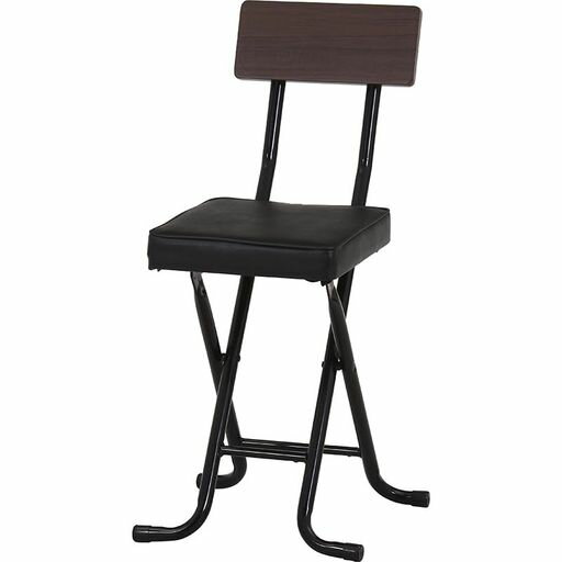 不二貿易折りたたみチェア室内椅子座面高47cmハイチェア背もたれ付き幅36.5x奥行46x高さ73.5cmブラックノエル51429