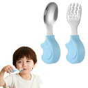 ZHEJIAスプーンフォークセット【2個セット】幼児用離乳食トレーニングステンレスシリコン製握りやすい赤ちゃん食事用6カ月以上向け自分で食べる訓練誕生日・出産祝い贈り物に最適