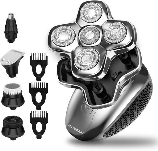 MAXGROOMスキンヘッド用シェーバー電動シェーバーメンズ5Dスキンヘッド5IN1電気シェーバー洗顔ブラシス..