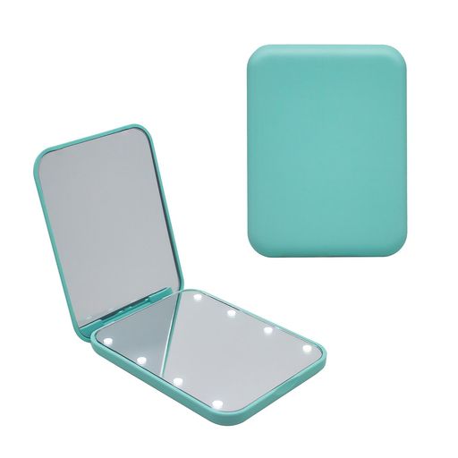 SNOWFLAKESライトが付いている密集した旅行化粧ミラー-1X/3X緑の小型手の小型Magnfyingミラー、財布のための手持ち型LEDミラー-ギフトのために完成して下さい。