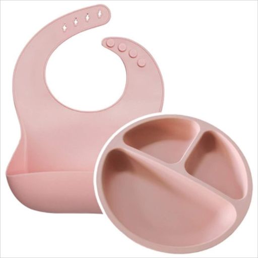 micialuxury(ミシアラグジュアリー)Bpaフリーベビーシリコーンビブプレート2セットピンク