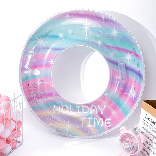 浮き輪浮輪浮き具大人用うきわ水遊び用フロートキラキラ持ち手付きピンクO型スイミングビーチプール海水浴水泳夏休旅行アウトドア
