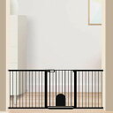 FAIRYBABYベビーゲートペットゲートペットドア付き猫犬ゲート高さ76CMベビーフェンス突っ張り式ダブルロック自動閉鎖両開き扉赤ちゃんゲートベビーガード玄関階段拡張フレーム付き(ブラ…