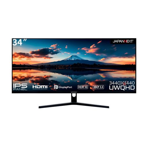 JAPANNEXT34インチモニターUWQHD3440x1440IPS(ADS)ディスプレイ(HDMI/DisplayPort/スピーカー内蔵/VESA対応/ブルーライトカット)JN-IPS3401UWQHDR
