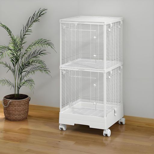 Yulezen全透明アクリルペットケージキャスター付き移動便利引き出し式トレーインコオウムフクロモモン..