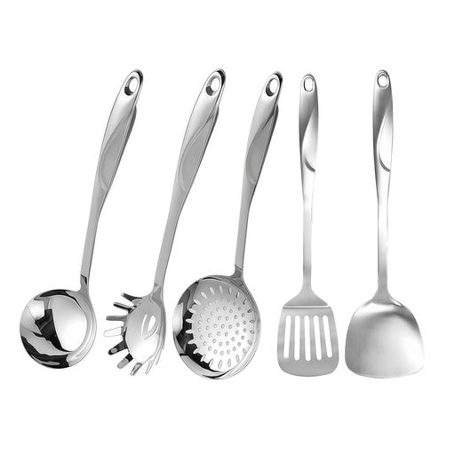 IMEEAキッチンツールセット調理器具5点セットステンレスフライ返しターナーパスタサーバーおたま食洗機対応