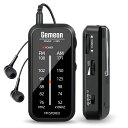GemeanJ-985ラジオ小型高感度受信ミニAMFM3.5mmイヤホン付き使いやすい小さい持ち運び便利携帯単四電池駆動(黒)