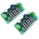 HAILEGE2個セットLM2596調整可能なDC-DC降圧型電力変換モジュール4.0-40V入力から1.25-37V出力、LED電圧計ディスプレイ付き(2)