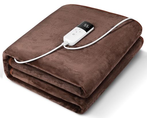 AooDen電気毛布敷き洗える160x80cm無段階温度調節1-12時間タイマー電気敷き毛布シングル厚手生地毛玉な..