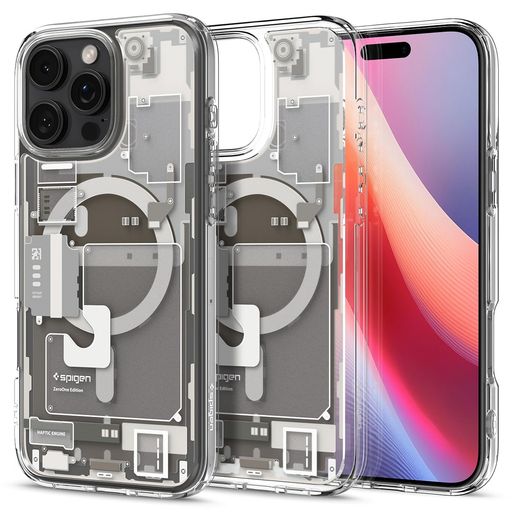 SpigeniPhone16ProケースMagSafe対応クリアストラップホール米軍MIL規格ウルトラ・ハイブリッド・マグフィットACS08137(ゼロ・ワン・ナチュラル・チタニウム)