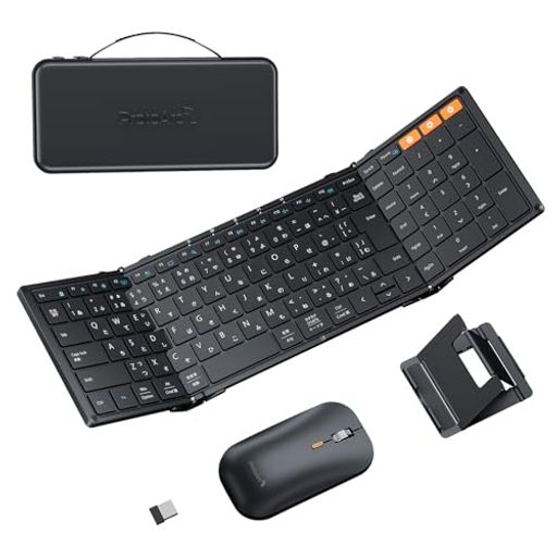 ProtoArcキーボードワイヤレスマウスセット折りたたみ式3台同時接続Bluetooth/USB接続無線軽量コンパク..