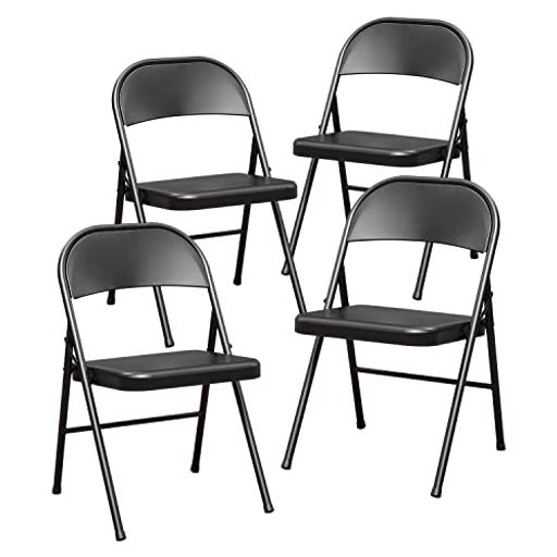 BOOSDENパイプ椅子4脚セット折りたたみ椅子ミーティングチェアダイニングチェア会議室背もたれダイニン..