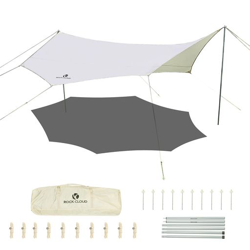 ROCKCLOUDタープ八角形5x4.6m天幕防水タープキャンプタープ日除け高耐水加工遮熱UPF50+紫外線カット200..