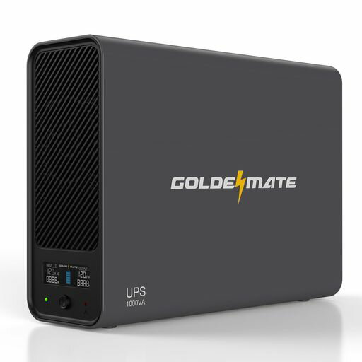 GOLDENMATE無停電電源装置UPS1000VAPro/600Wリン酸鉄リチウムイオン電池採用153Wh常時商用給電正弦波ネ..
