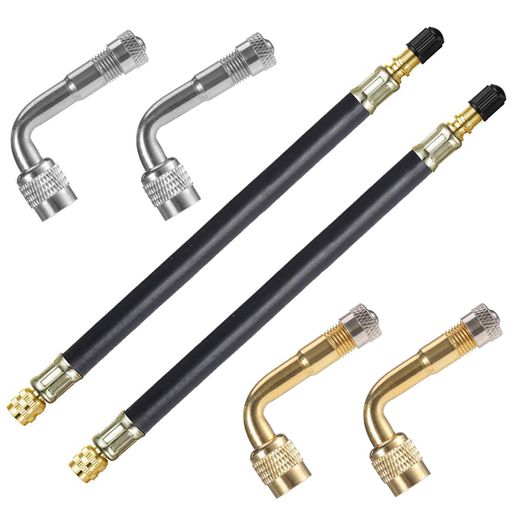 KIMLONTONタイヤ用空気入れ延長エアーホース長さ210mmエアーバルブ90°L型変換角度エクステンションアダ..