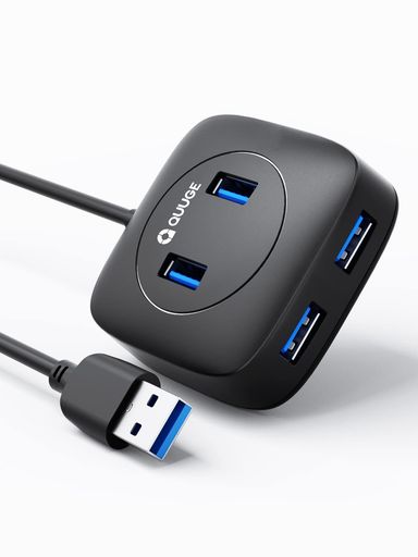QUUGEUSBハブUSB3.04ポートハブ正方形設計5Gbps高速転送USB-AポートUSB増設4口上と側面両方させるバスパワー小型軽量ノートPC適用Mac